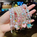 Wholesale Colorful Bracelets Rainbow Unicorn Cartoon Charm Bracelets Glass Beaded Bracelets for Kids Girls