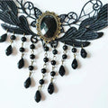 Nice Women's Style Black Fabric Rose Flower Beads Pendant Choker Lace Necklace Gothic Jewelry False Collar Statement Necklace