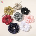 QIYUE Big Large Fancy Luxury Hair Ties Plain Imitated Silk Satin Private Label Scrunchie for Girls Women