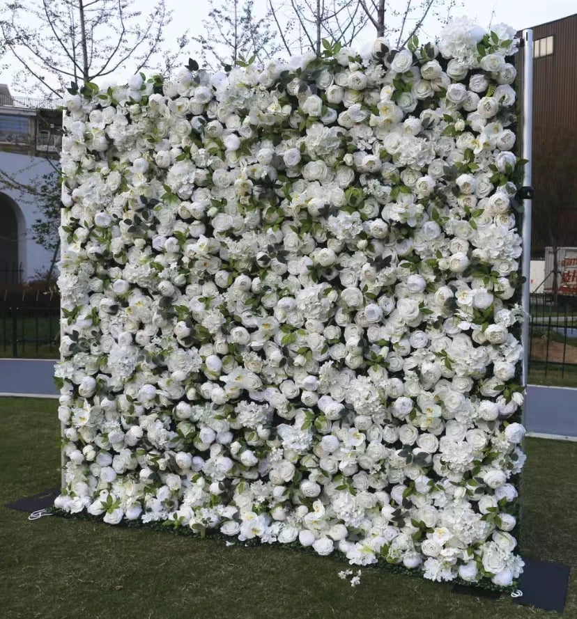 Qq108 Artificial Silk 3D Roll up Hanging Artificial Flowers Wall Wedding Decoration Backdrop Panel for Wedding Home Decor
