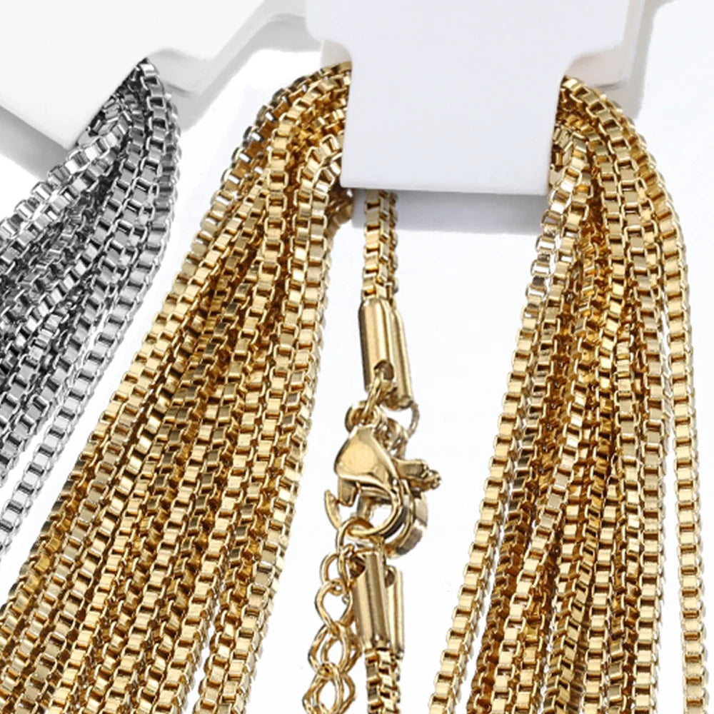 Handmade Stainless Steel Box Chains DIY Necklace Chain with Lobster Clasps Chain for Jewelry Making Findings