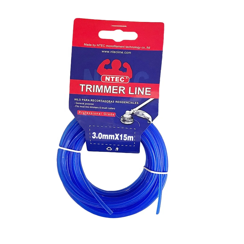 3.00mm Star Nylon Heavy Duty Trimmer Line 0.120in 15m Blue OEM Customizable Electric Garden Weed Eater String