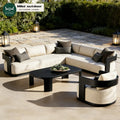 Modern Style Luxury Aluminum Sofa Set for Outdoor Garden Rust-Proof Teak Metal Furniture for Leisure Rest Area