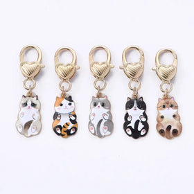 Cat Keychain Custom Metal Key Chains Enamel Crafts Cute Kawaii Dog Cat Paw Key Rings Pet Dog Keychain Bag Pendant for Women Gift