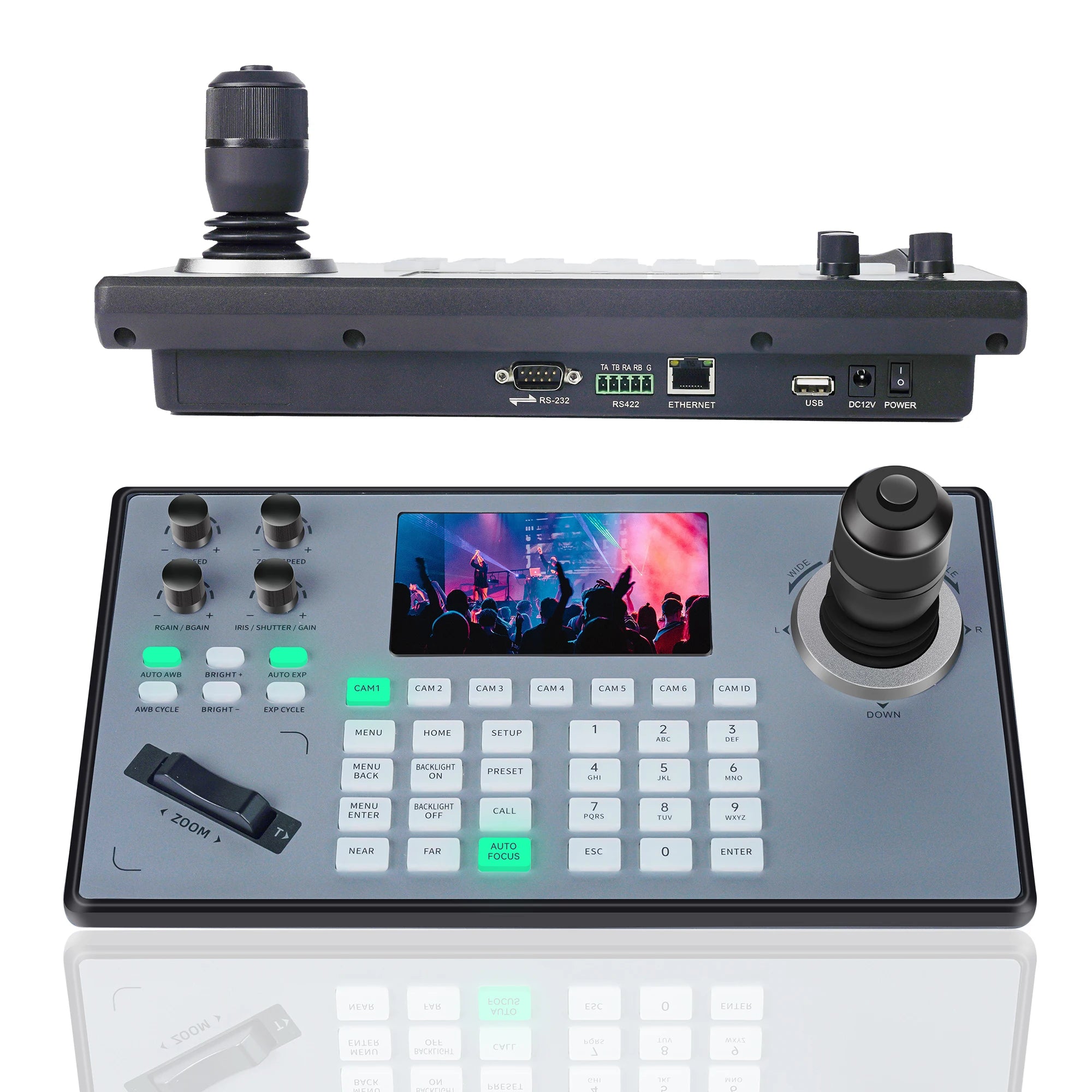 Conference PTZ Camera Controller 4D IP Joystick Controller With LCD Screen for Real Time Monitoring