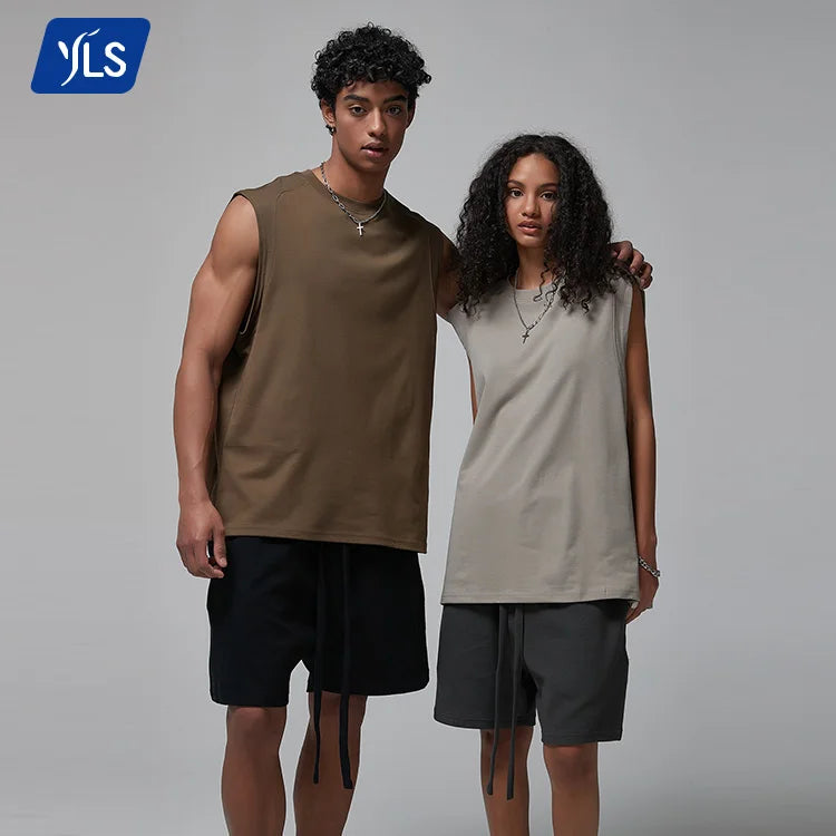 YLS1249 190g Men Cotton Oversized Sleeveless Tank Top Quick Dry Cooling Print on Demand Vest Gym Men