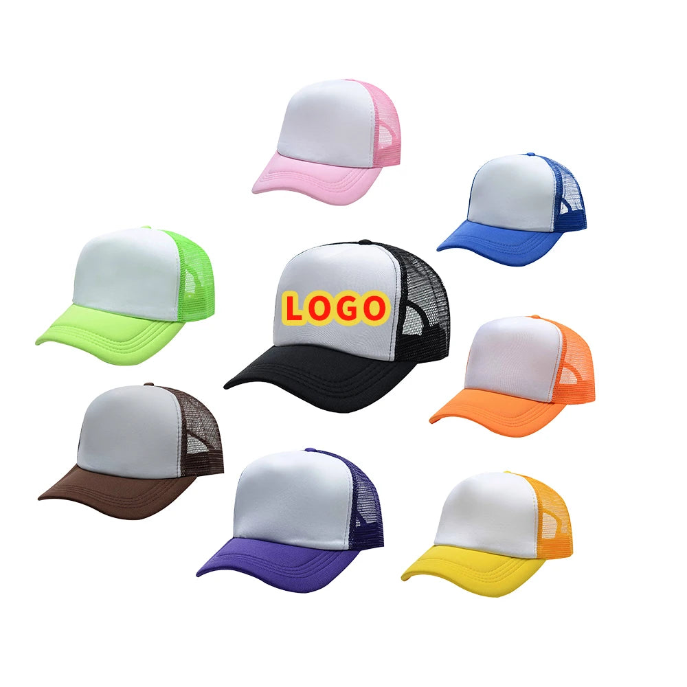 Custom Puff Sublimation Baseball Cap Hot Sell Gorras Plain Mesh Foam 5 Panel Hat Custom Blank Trucker Hat Embroidered logo