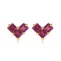 Fashion Jewelry 18K Gold Plated 925 Sterling Silver Hypoallergenic Love Heart Red Gemstone Stud Earrings for Women Wedding Gifts
