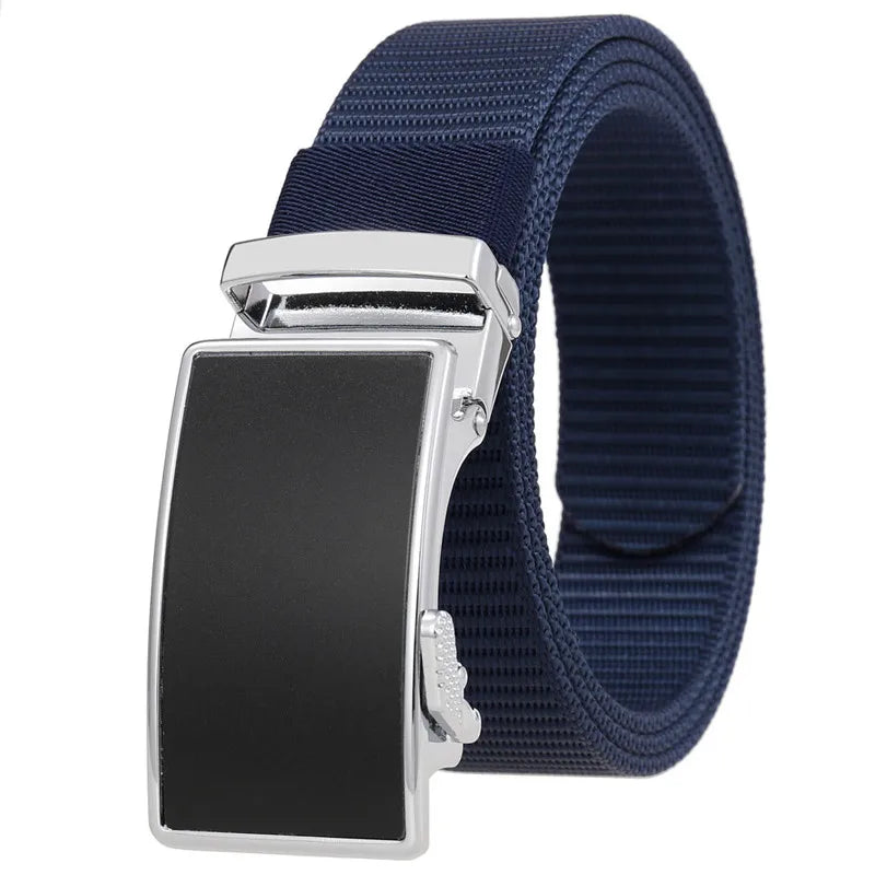 New Design Men Canvas Belt Automatic Buckle Belts Without Ratchet Fabric Belt Polyester Leisure Wholesale LQbelt Factory