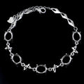 Sterling Silver 7*9mm Semi Mount Bracelet Empty Support Blank Claws Setting S925 Base Holder Without Center Stone Inlay for DIY