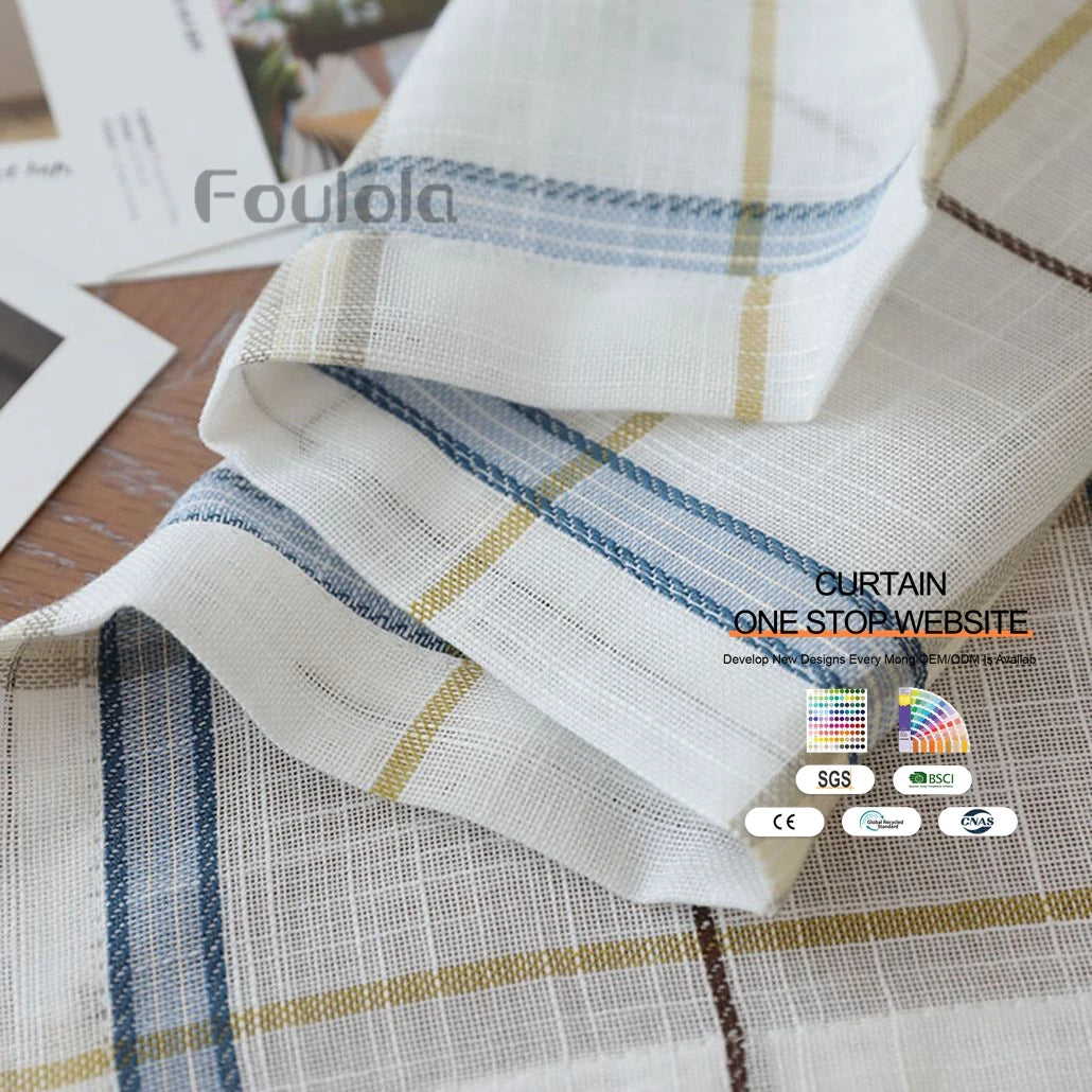 Factory Supply White Linen Look Sheer Curtain Fabric for the Living Room in Guangzhou MegaBDM