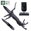 Bochen 18 in 1 Black Corrosion Resistant Multitool Pliers Portable Folding Knife Kit Multifunction Camping Tools With Pouch