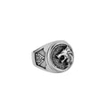 Nordic Viking Jewelry Valknut Geri and Freki Stainless Steel Wolf Silver Rings Fashion Man Ring