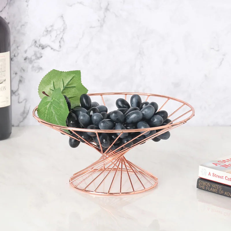 Fruit Basket Geometric Fruit Vegetable Wire Kitchen Storage Basket Metal Bowl Kitchen Storage Container