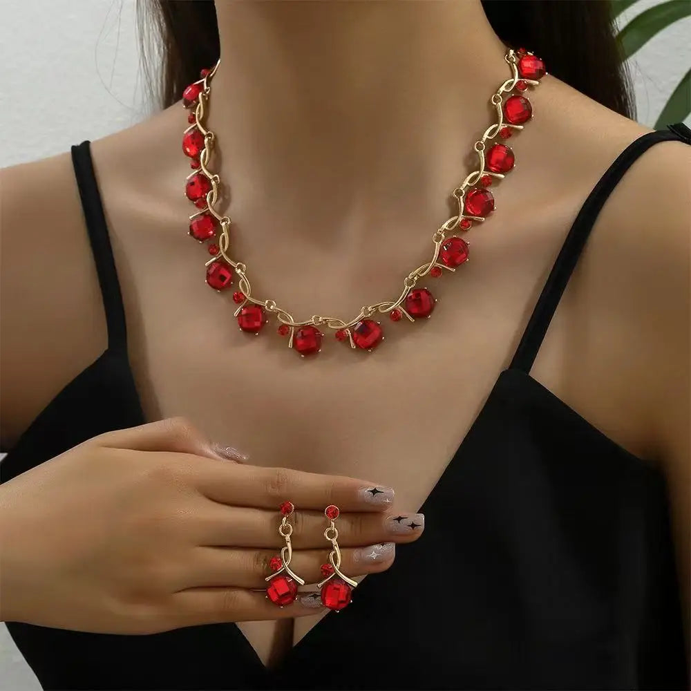 DRCA659 Fashion Bridal Jewelry Set Women Crystal Necklace Earrings Set Wedding Jewelry Sets
