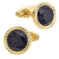 Hot Selling Natural Blue Sandstone Cufflinks for Wedding Engagement Gift-Water Ripple Design