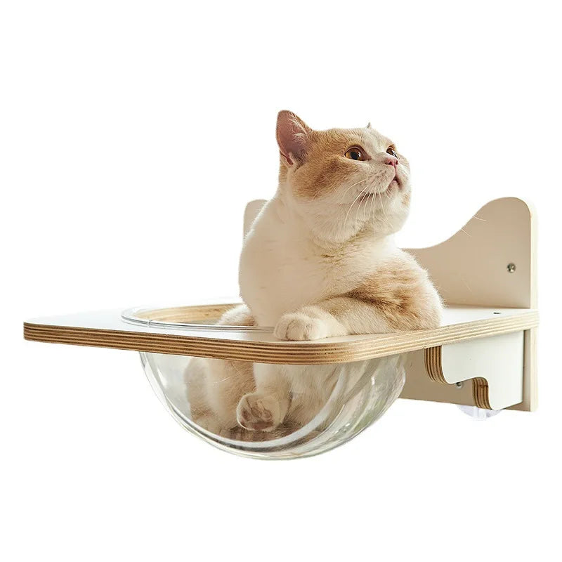 Solid Wood Cat Hammock Punch-Free Hanging Sucker Sunset Pattern Climbing Rack Living Hanging Nest Cat Jumping Platform Solid Pet
