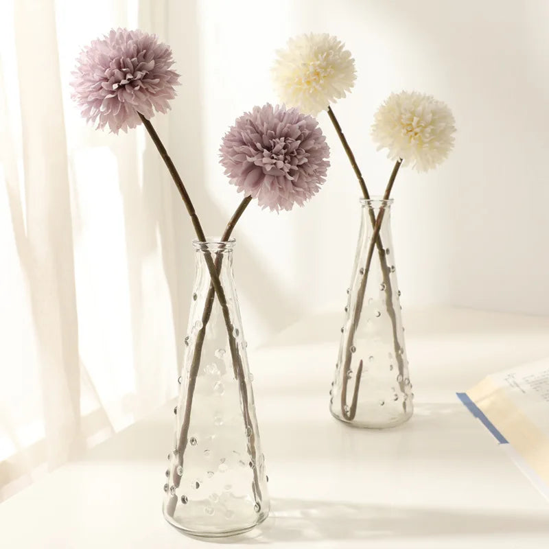 M246  Factory Price Decoration Single Stem Ping Pong Chrysanthemum Artificial Dandelion Flowers