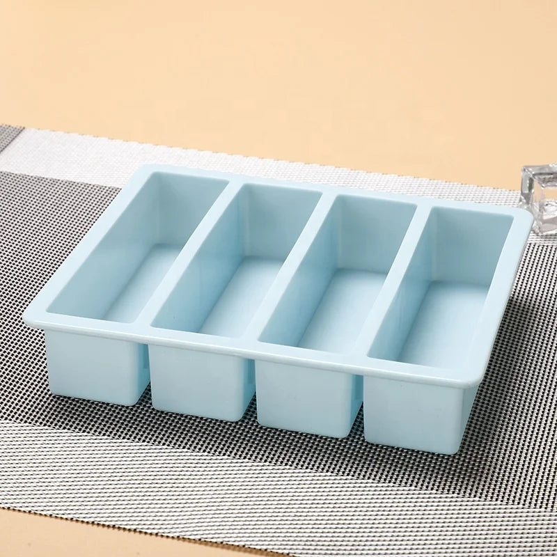 4 Grids Long Strip Rectangle Shape Silicone Ice Cube Mould Diy Silicone Ice Tray Ice Making Mold