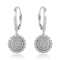 Rhodium Plated 925 Silver Leverback Earrings Round CZ Drop Hoop Micro Pave Circle Charm