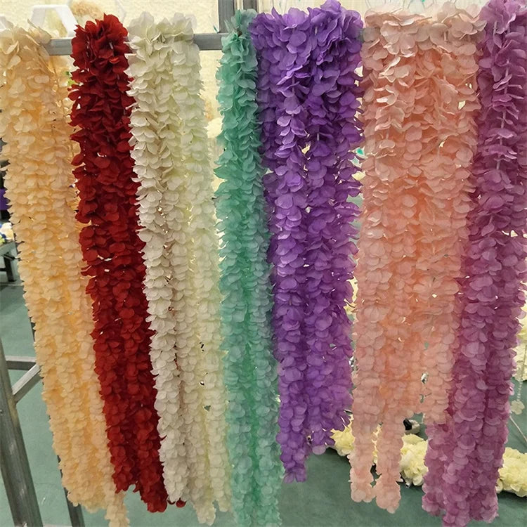 U-3090 Low Price Artificial Silk Wisteria Hanging Flower String Vine Garland for Wedding  Decoration