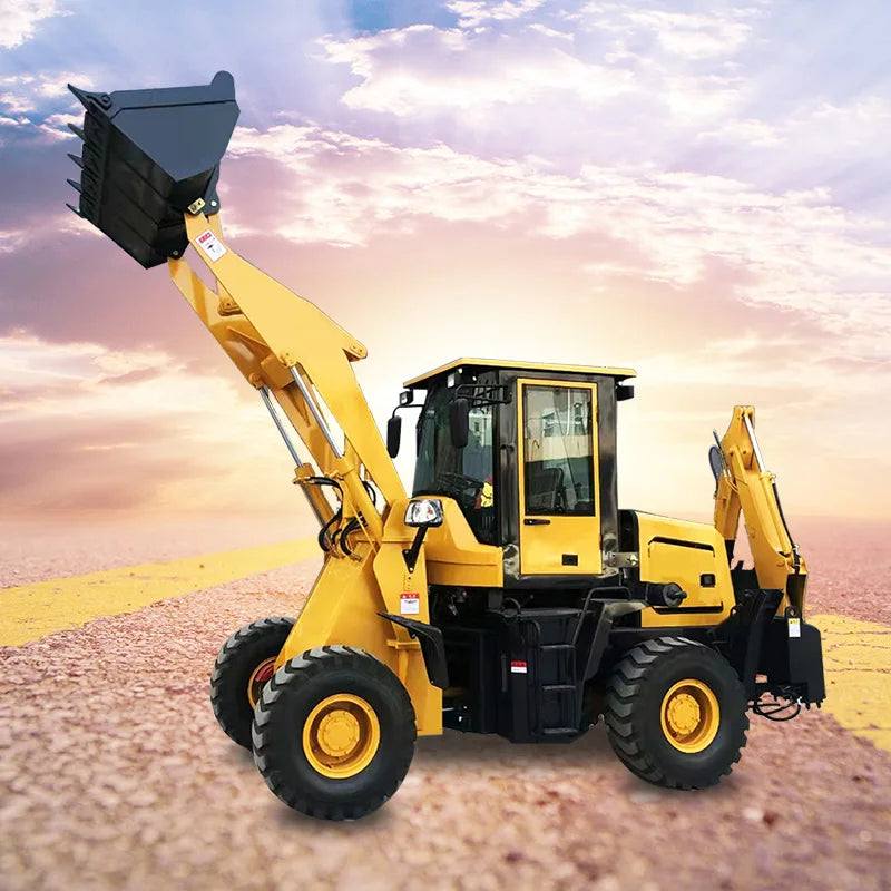 4x4 Mini Digger Excavator Backhoe Loader Excavating Loader Wheeled Multifunctional Loader