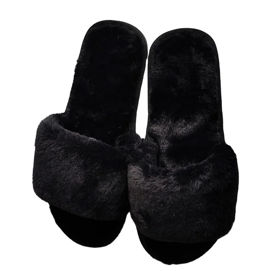 China Manufacturer Custom Wholesale Cheap Custom Lovely Plush One Strap Slipper Non-slip Indoor Slippers