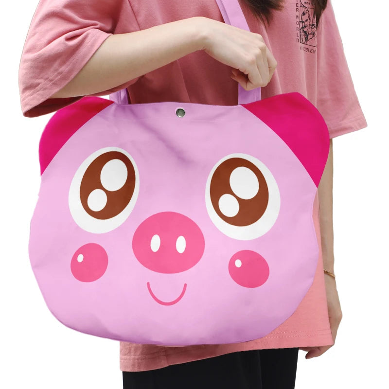 Custom Oversized Cartoon Anime Character Canvas Bag Animal Shape Pattern Big Head Tote Bags Designing