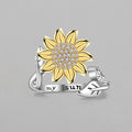 New Emo Rotate Freely Spinning Stainless Steel Anxiety Ring Fashion Sun Flower Ring for Girl Jewelry Gift