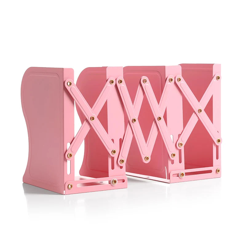 Kids Students Office Desk Bookends Expandable Folding Metal Bookshelf Organizer Bookcase Bracket Desktop Bookshelf for Students
