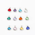 DIY Handmade Making Findings Gold Silver Color Crystal for Necklace Bracelet Triangle Birthstone Pendant Charms