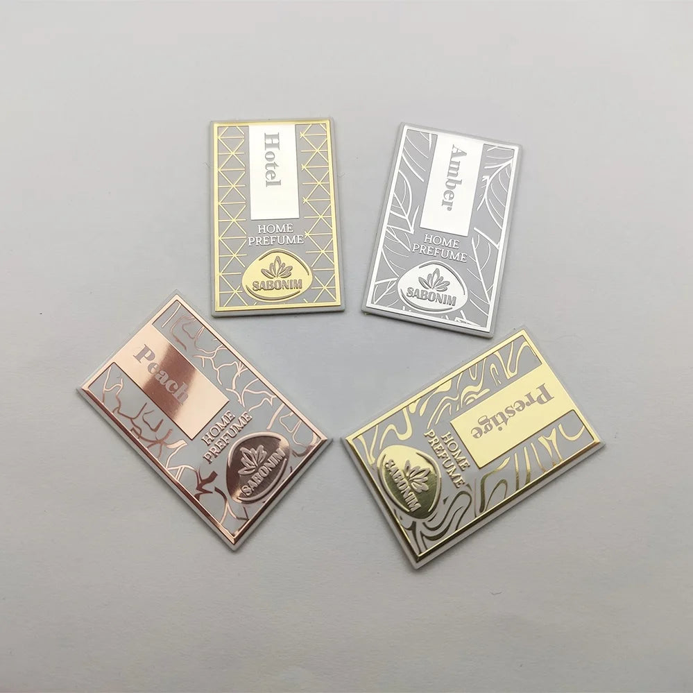2023 Wholesale Custom Designs Aluminium 3D Embossed Logo Labels Metal Sticker for Fragrance Bottle Package Label