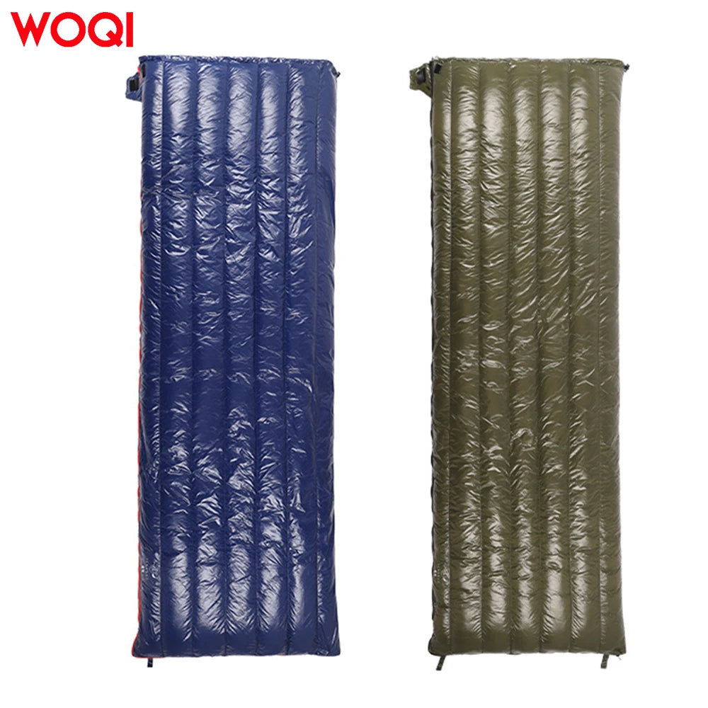 WOQI Outdoor Camping Lightweight Filling 400g Down Single Sleeping Bag with Zipper