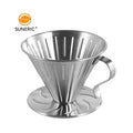 Portable Custom Metal Pour Over Drip V Shape Cone Coffee Filter Cup Reusable Stainless Steel Drip Coffee Filter