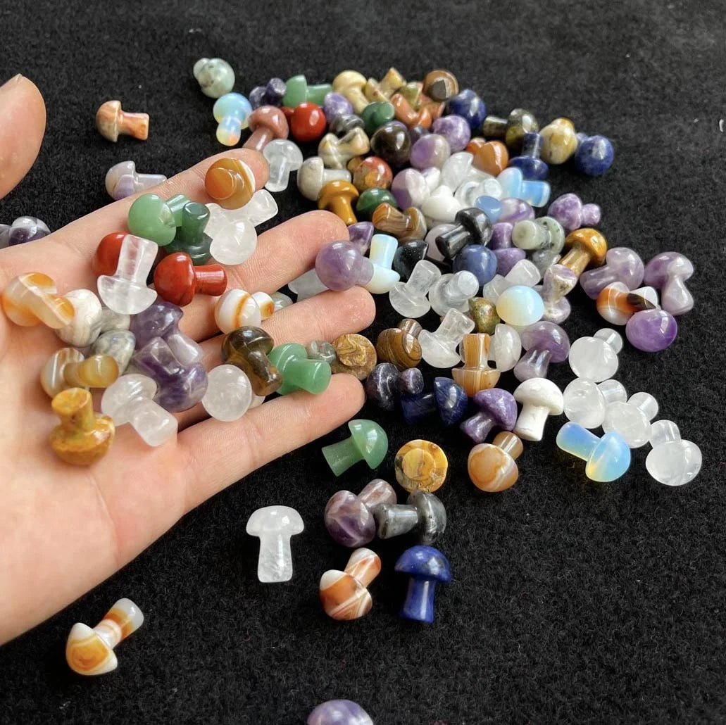 Wholesale 2cm Natural Agate Clear Quartz Multi Materials Unique Gifts Mini Crystal Mushroom
