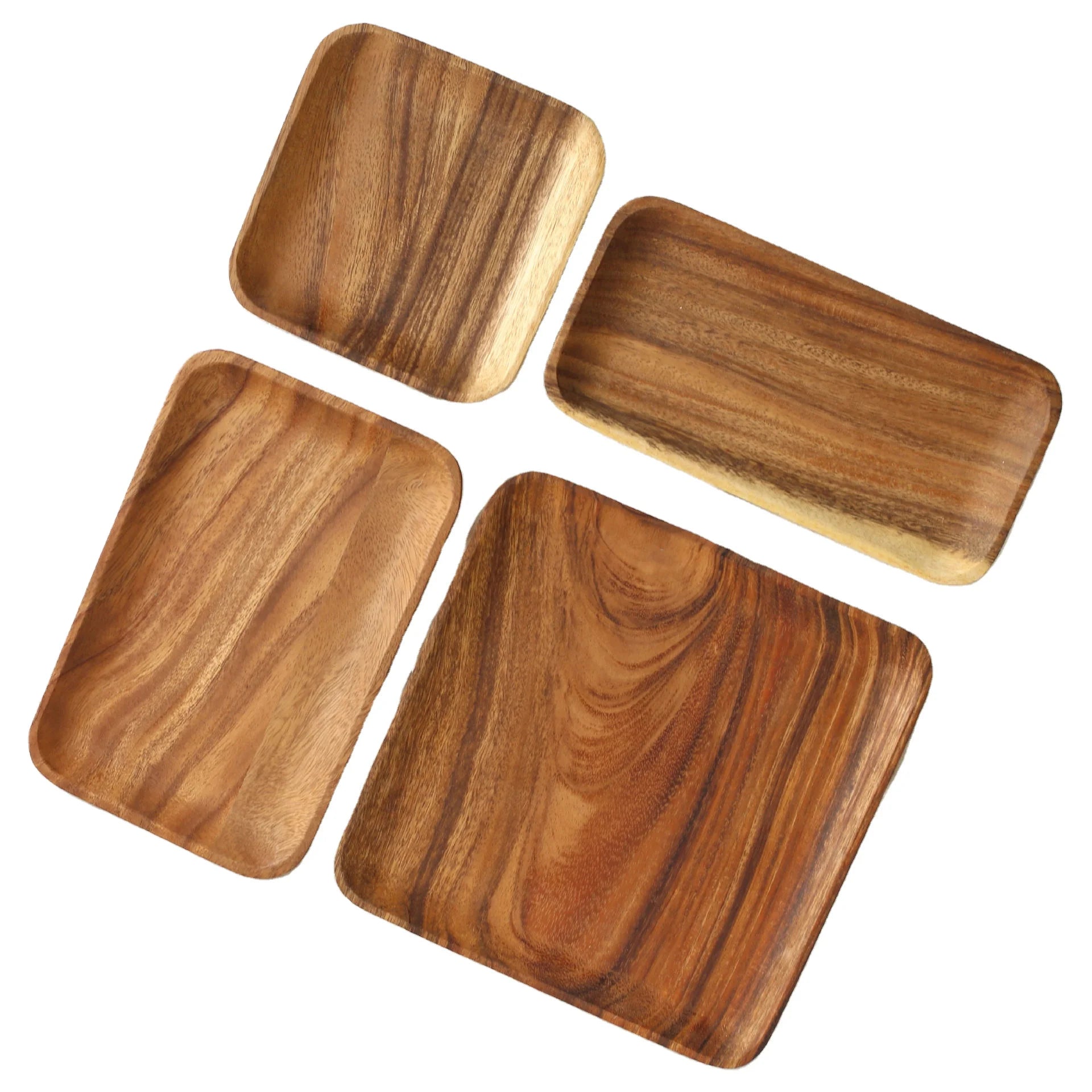 Acacia Wood Plates Kitchen Wooden Serving Tray for Fruit Cake