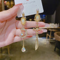 925 Silver Needle Baroque Court Style Asymmetric Earrings Star and Moon Luxury Colored Diamond Retro Long Earrings