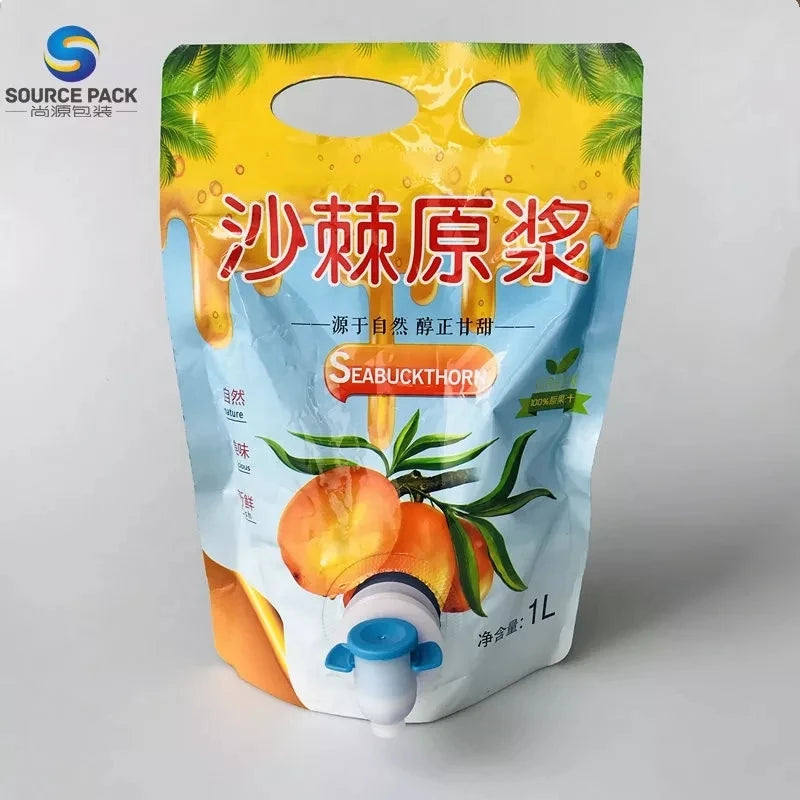 Large Capacity Beer Hiking Juice Drink Packaging Stand up Pouch Spout Foldable Plastic Water Storage Bag