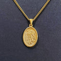 PVD Gold Crucifix Skull  Necklace Saint Christopher Pendant Religious Jewelry Catholic Saint Michael Necklace for Men