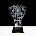 Custom Crystal Sports Set Trophy Award Badminton Shape Black Base Souvenirs