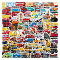 100Pcs Children Cartoon Car Engineering Vehicle Graffiti Stickers for Table Wall PVC Waterproof Truck Bus Lorry Sticker