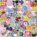 65Pcs Cute Cartoon Pixel Style Graffiti Stickers for Kid Notebook Wall Table Waterproof Kawaii Sticker Label Pack