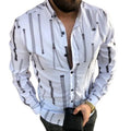 Autumn European American Mens Shirts New Casual Slim Printed Long-sleeved Shirts Single Breasted Men's Clothing