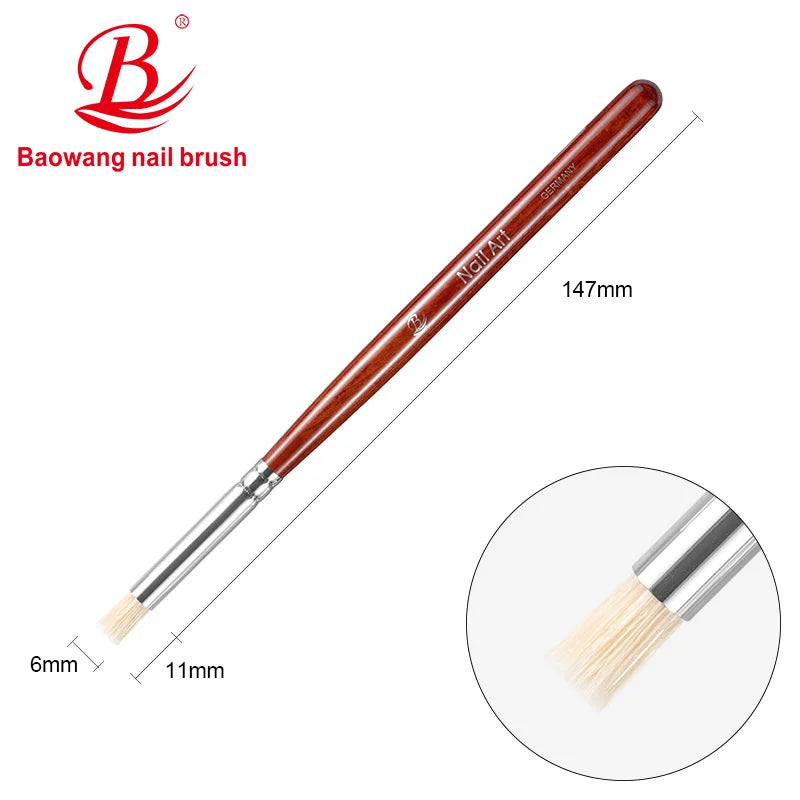 OEM Classical Design Red Wooden Handle Bristles Brush and PP Nylon Hair Nail Brush by Nail Brush Manufacturer BW20-4