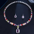 Colorful Square Necklace Earrings Set of Two Delicate Ladies Noble Party Decorations