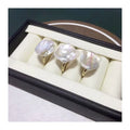 925 Sterling Silver Adjustable Ring with Rose Petals and Keshi Pearl Women's Pearl Rings\