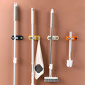 No Drilling Bathroom Mop Rack Plastic Hook Section Cup Mop Clamp for Home Hotel
