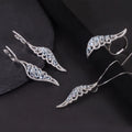W0505 Glamorous Jewelry Wholesale 925 Sterling Silver Sky Blue Topaz Chunky Metal Pieces Rhodium Plated Light Blue Jewelry Set