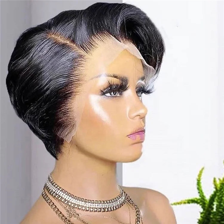Glueless Pixie Cut Short Bob Wig Swiss Lace Pixie Wigs for Black Women Brazilian Virgin Human Hair Pixie Wigs