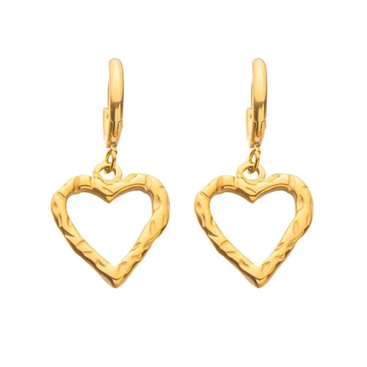 SP Hypoallergenic 18K Gold Plated Stainless Steel Hollow Heart Hoop Earrings for Women